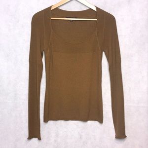 David Meister Green Ribbed Sweater Size Medium